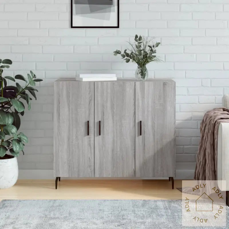 Skjenk Grå Sonoma 90X34X80 Cm Konstruert Tre