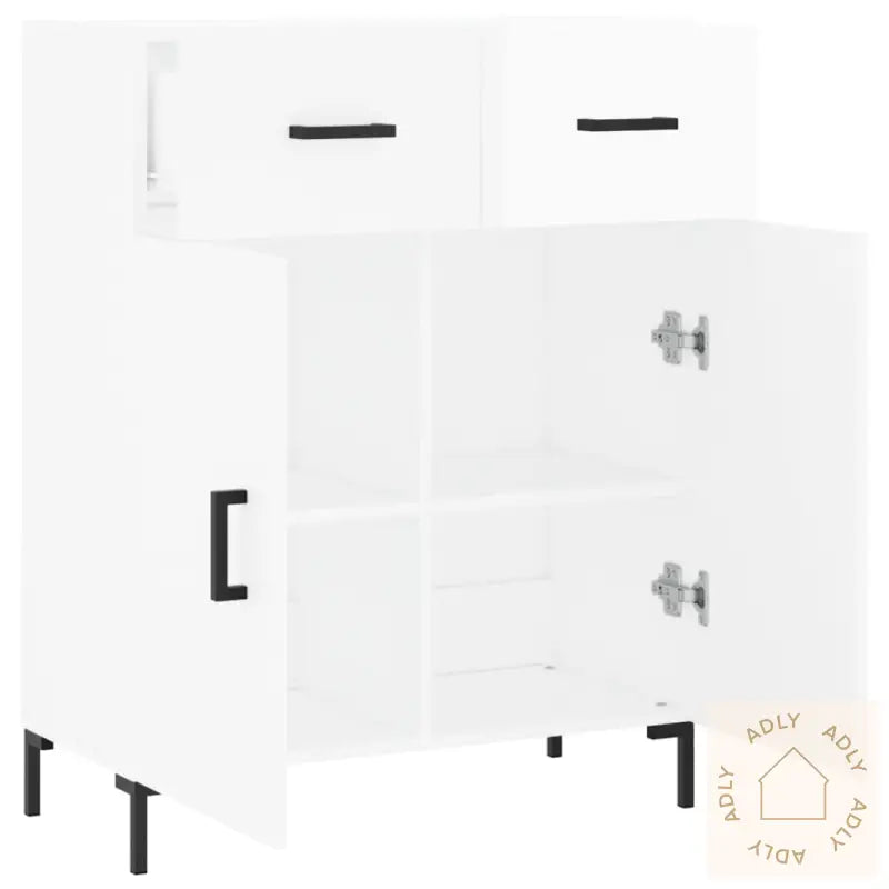 Skjenk Høyglans Hvit 69,5X34X90 Cm Konstruert Tre