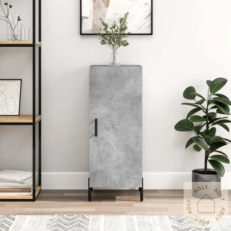 Skjenk Betonggrå 34,5X34X90 Cm Konstruert Tre