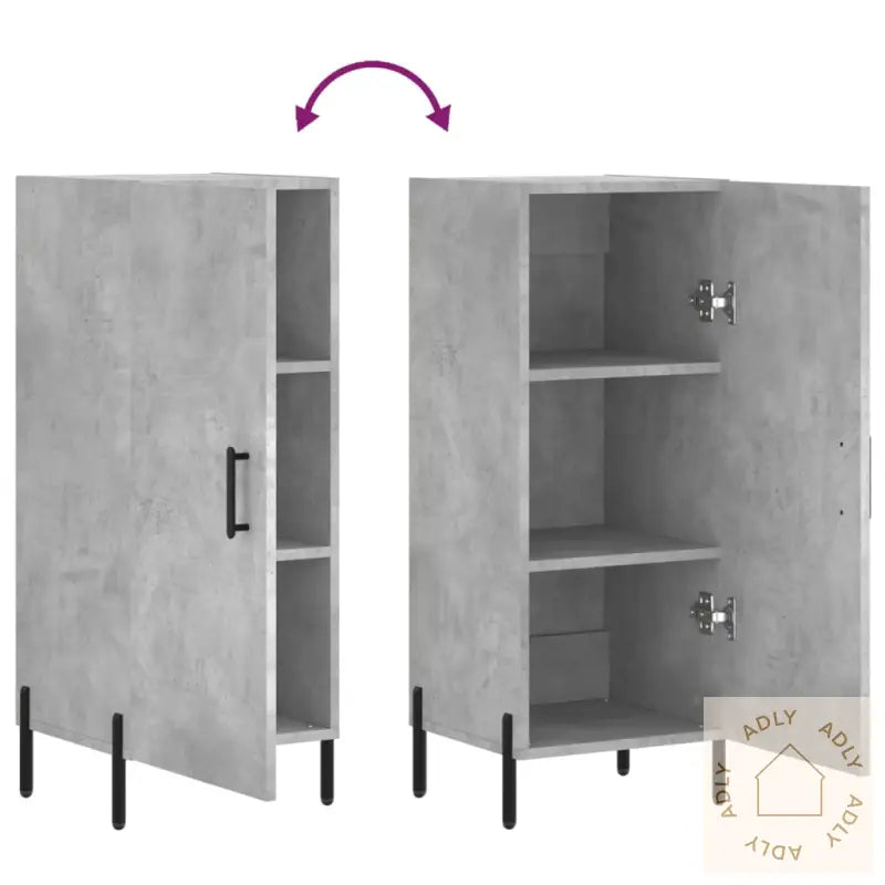 Skjenk Betonggrå 34,5X34X90 Cm Konstruert Tre