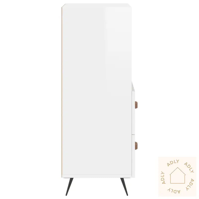 Skjenk Høyglans Hvit 34,5X34X90 Cm Konstruert Tre