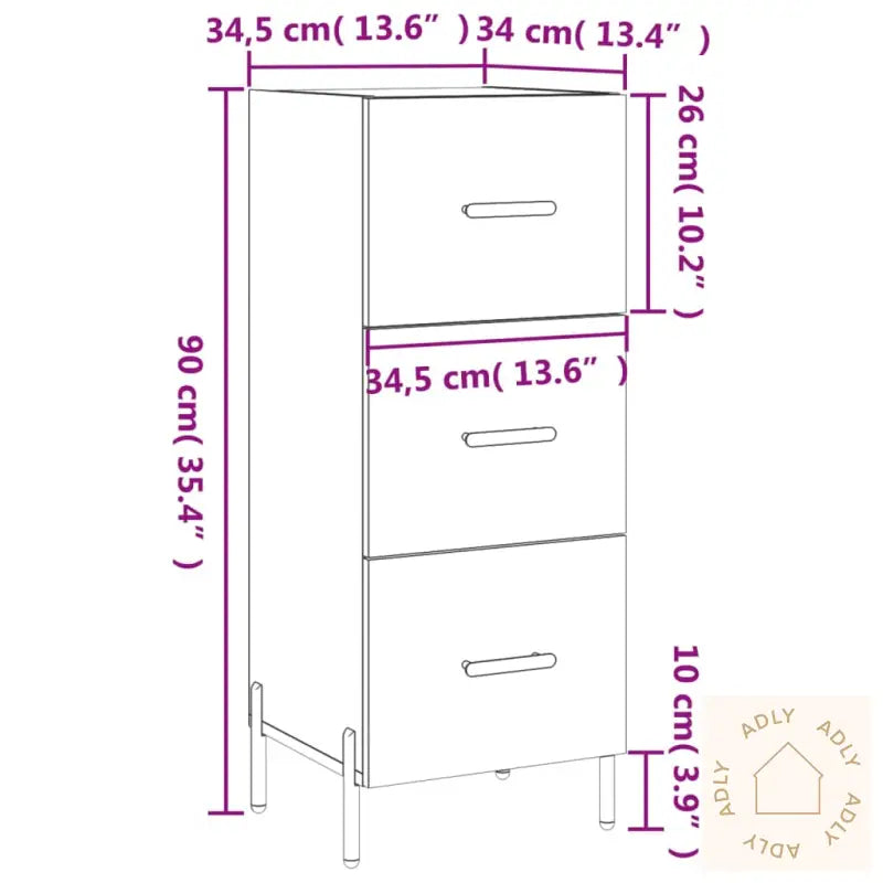 Skjenk Hvit 34,5X34X90 Cm Konstruert Tre