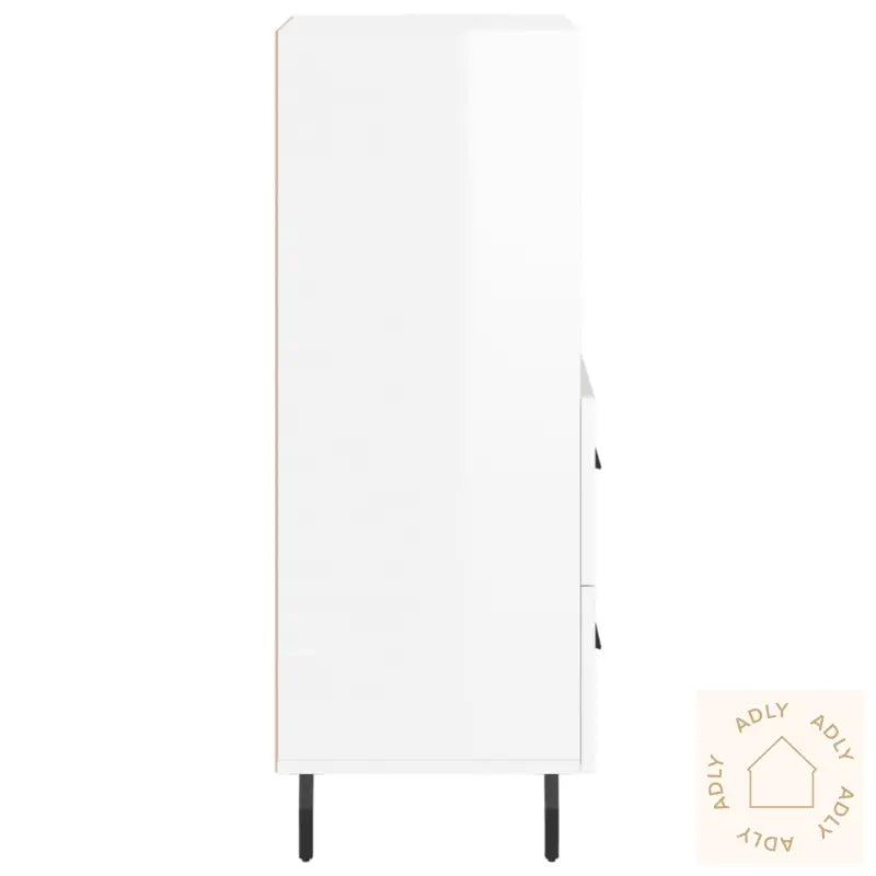 Skjenk Høyglans Hvit 34,5X34X90 Cm Konstruert Tre