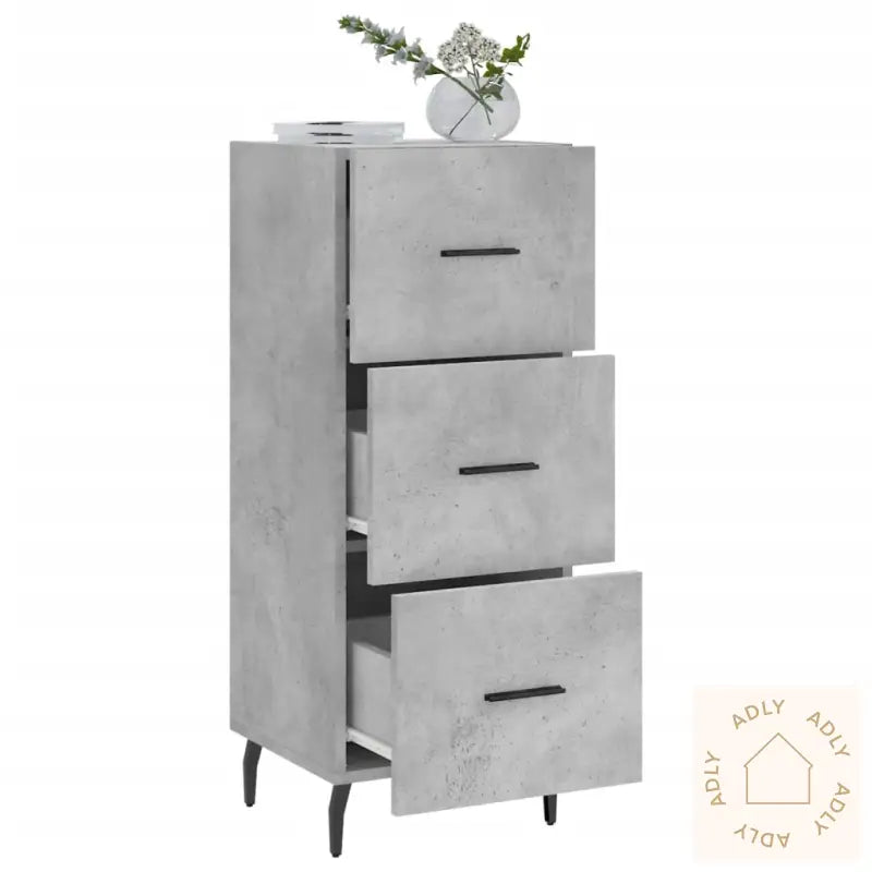 Skjenk Betonggrå 34,5X34X90 Cm Konstruert Tre