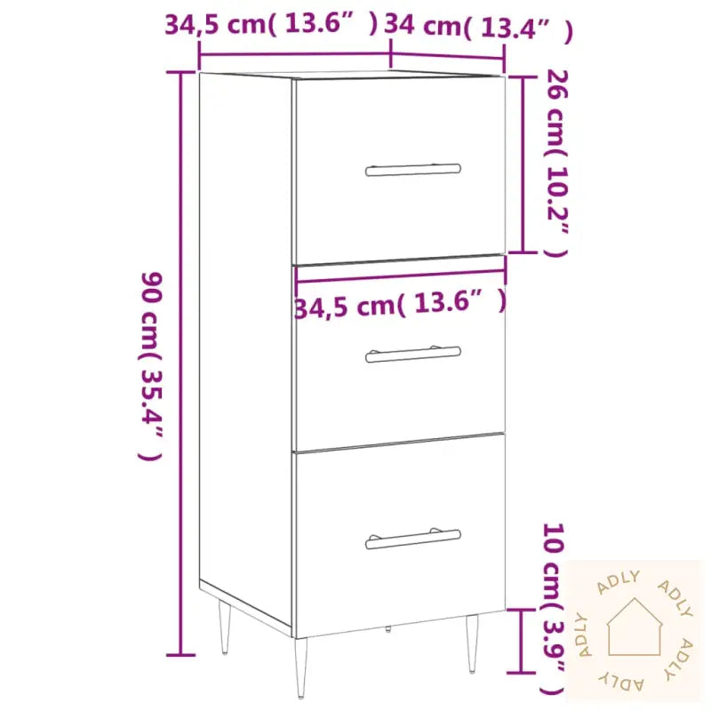Skjenk Grå Sonoma 34,5X34X90 Cm Konstruert Tre