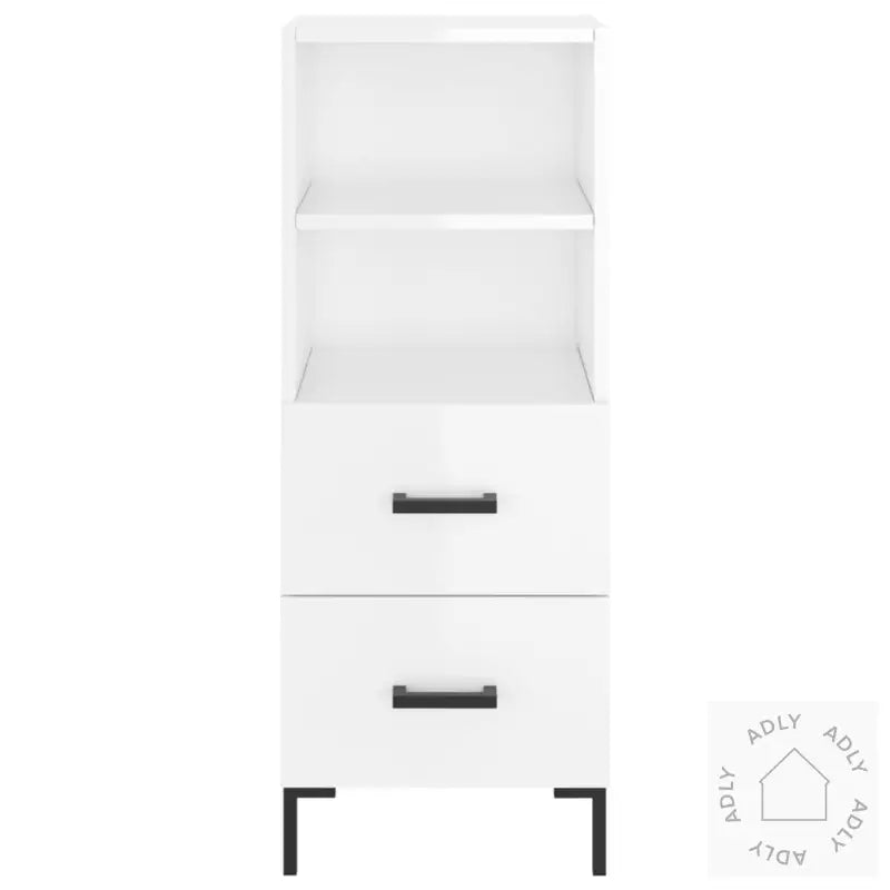 Skjenk Høyglans Hvit 34,5X34X90 Cm Konstruert Tre