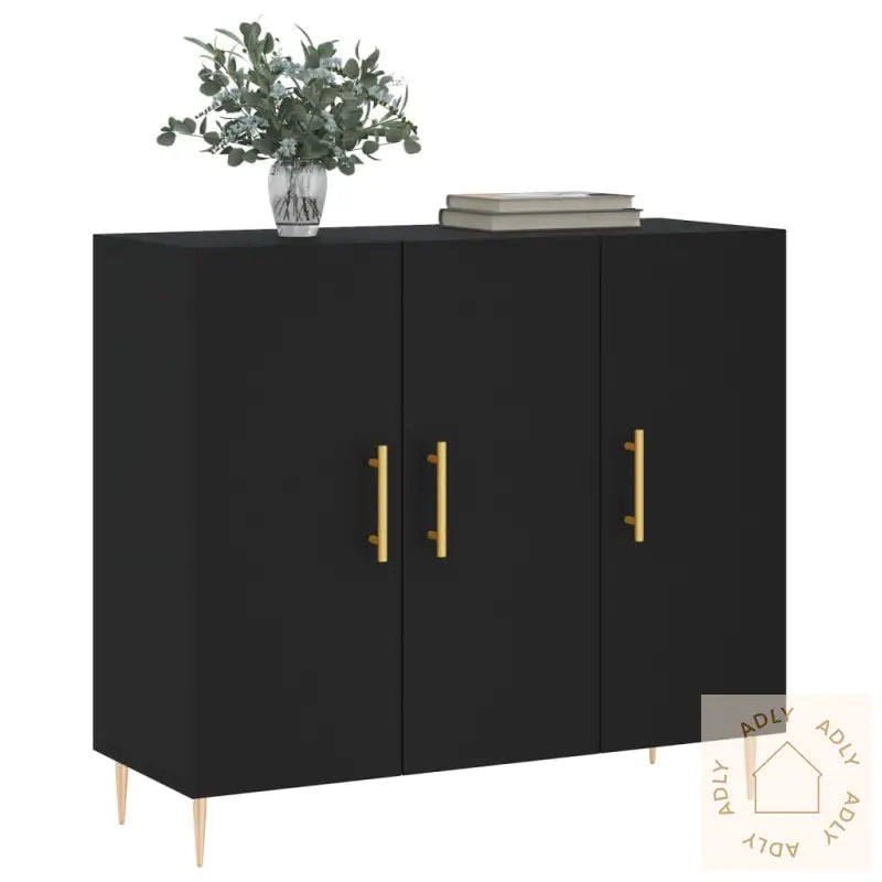 Skjenk Svart 90X34X80 Cm Konstruert Tre