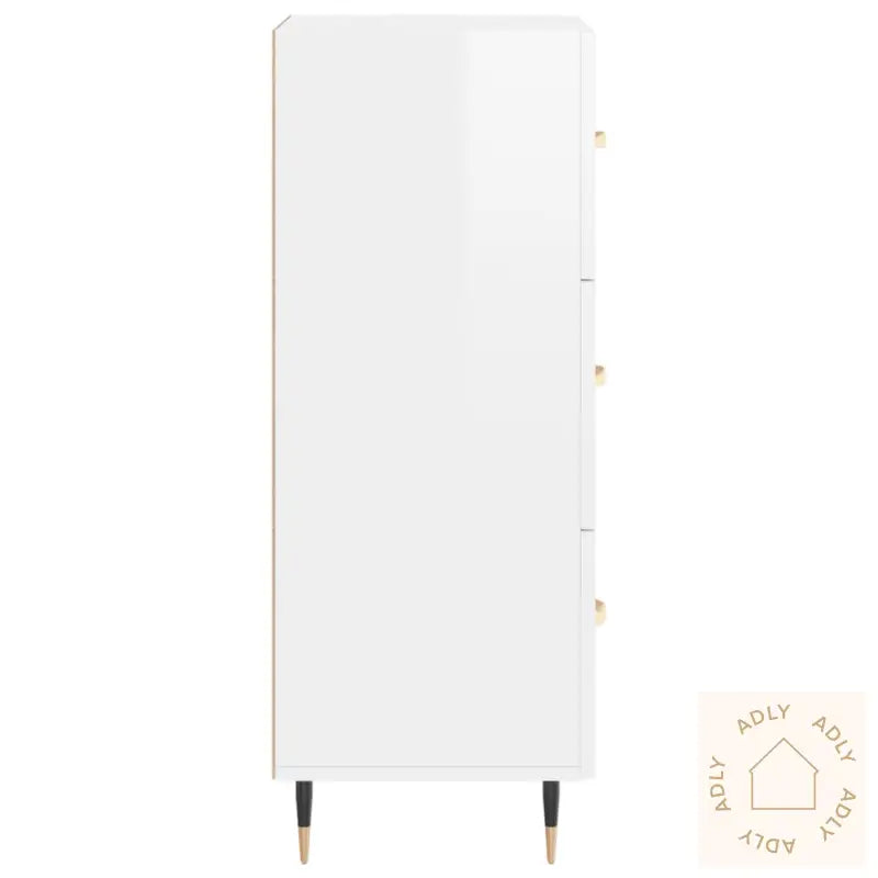 Skjenk Høyglans Hvit 34,5X34X90 Cm Konstruert Tre