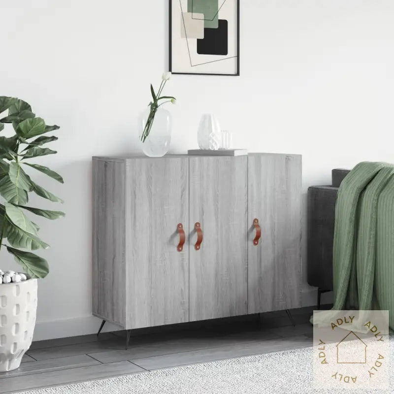 Skjenk Grå Sonoma 90X34X80 Cm Konstruert Tre