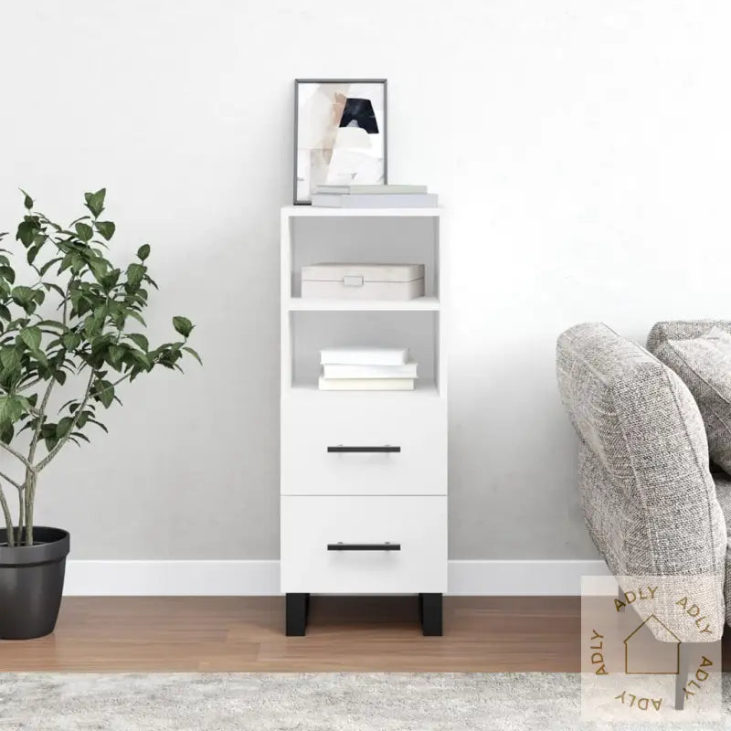 Skjenk Hvit 34,5X34X90 Cm Konstruert Tre