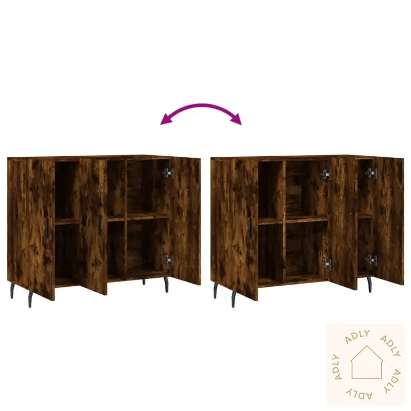 Skjenk Røkt Eik 90X34X80 Cm Konstruert Tre