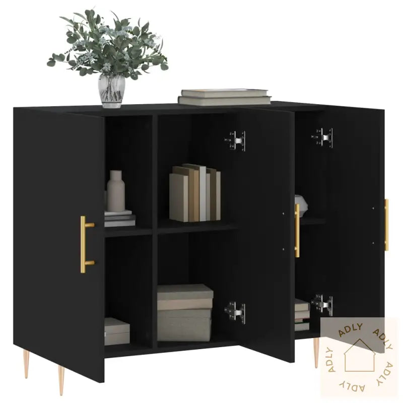 Skjenk Svart 90X34X80 Cm Konstruert Tre
