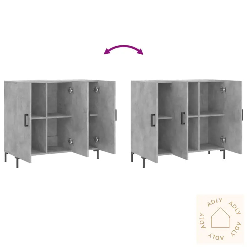 Skjenk Betonggrå 90X34X80 Cm Konstruert Tre