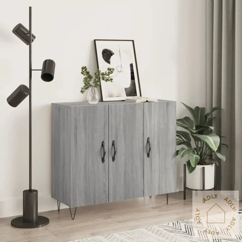 Skjenk Grå Sonoma 90X34X80 Cm Konstruert Tre