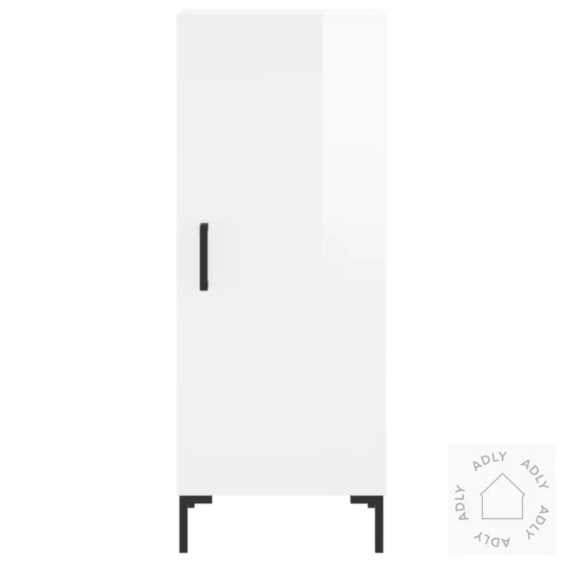 Skjenk Høyglans Hvit 34,5X34X90 Cm Konstruert Tre