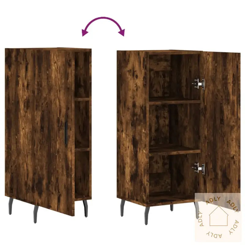 Skjenk Røkt Eik 34,5X34X90 Cm Konstruert Tre