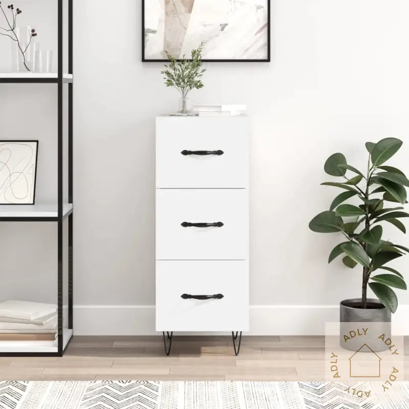 Skjenk Hvit 34,5X34X90 Cm Konstruert Tre