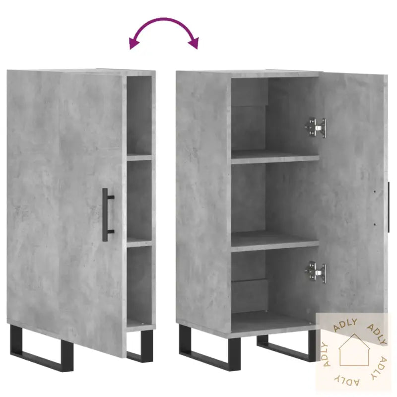 Skjenk Betonggrå 34,5X34X90 Cm Konstruert Tre