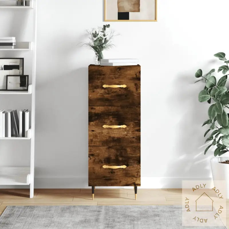Skjenk Røkt Eik 34,5X34X90 Cm Konstruert Tre