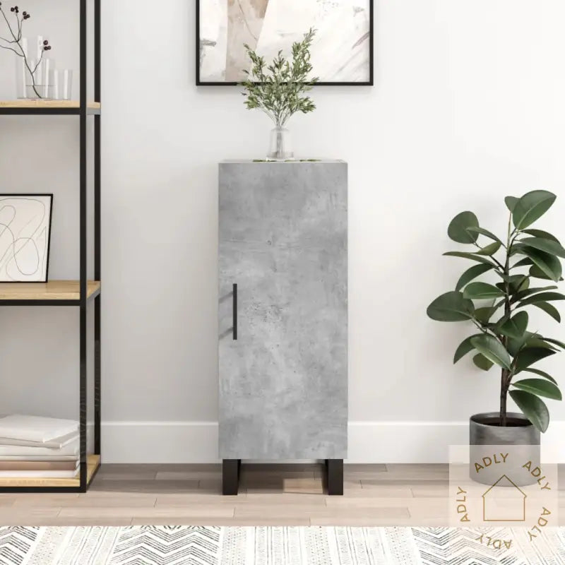 Skjenk Betonggrå 34,5X34X90 Cm Konstruert Tre