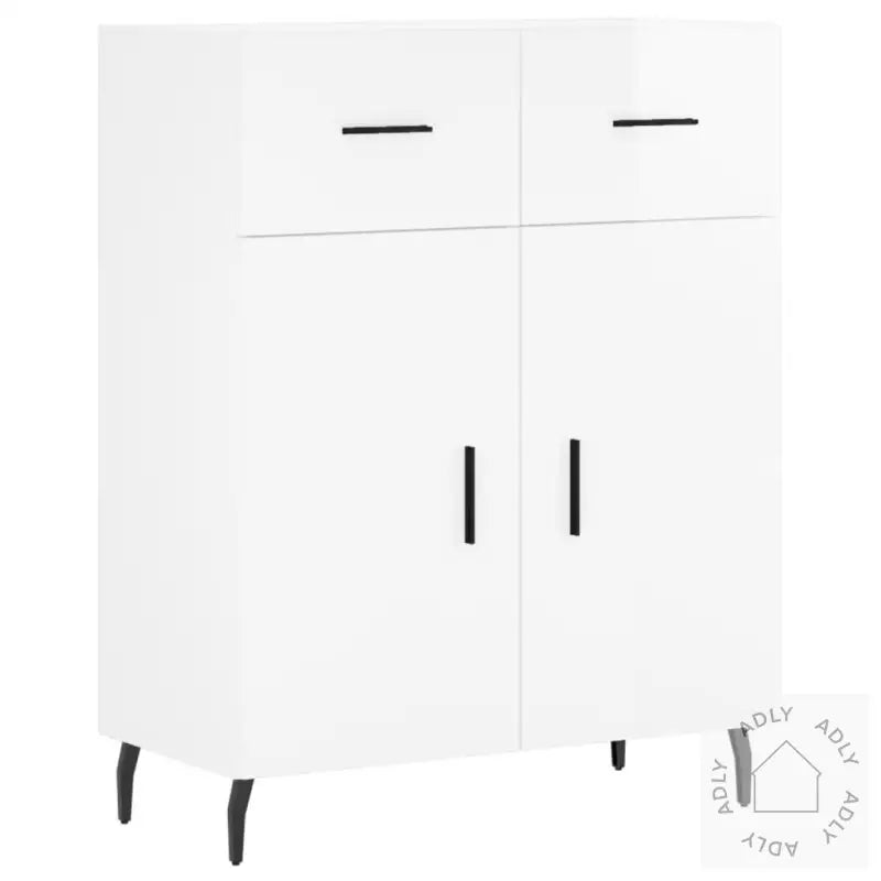 Skjenk Høyglans Hvit 69,5X34X90 Cm Konstruert Tre
