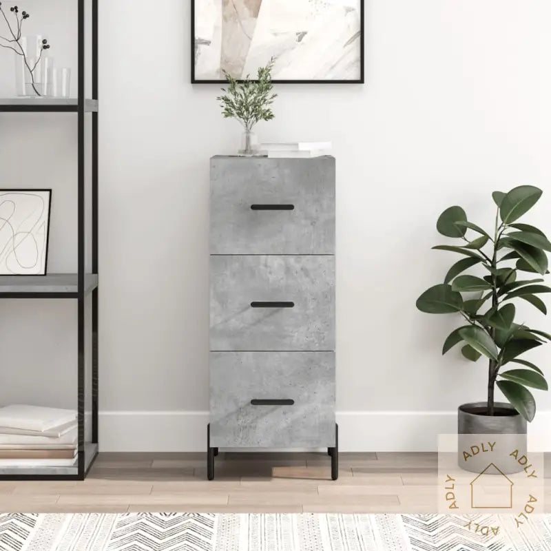 Skjenk Betonggrå 34,5X34X90 Cm Konstruert Tre