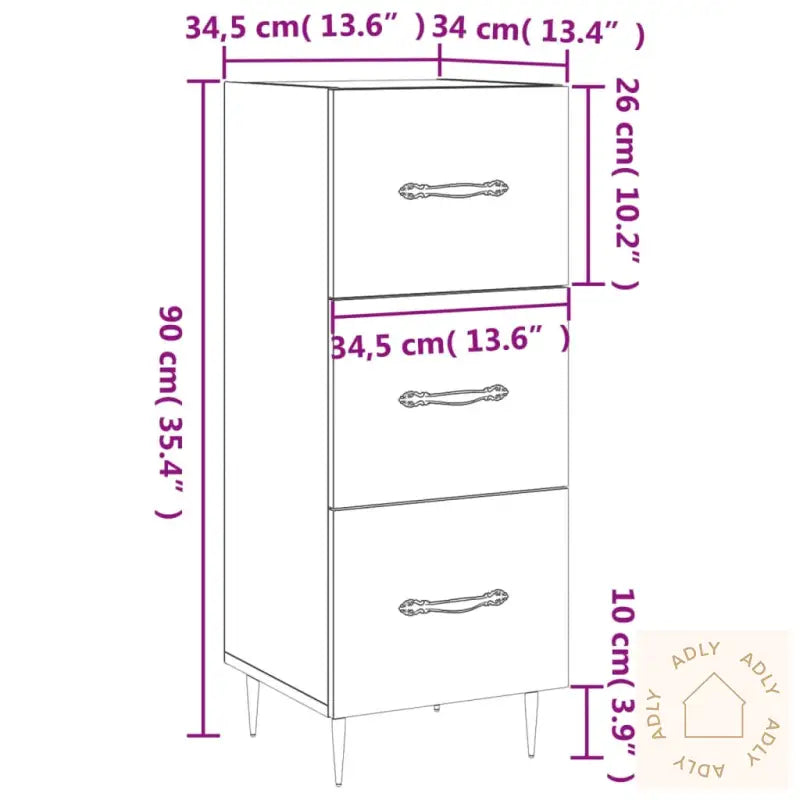 Skjenk Betonggrå 34,5X34X90 Cm Konstruert Tre