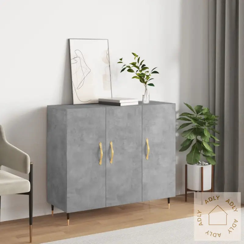 Skjenk Betonggrå 90X34X80 Cm Konstruert Tre