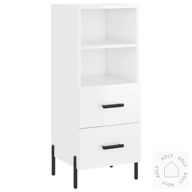 Skjenk Høyglans Hvit 34,5X34X90 Cm Konstruert Tre