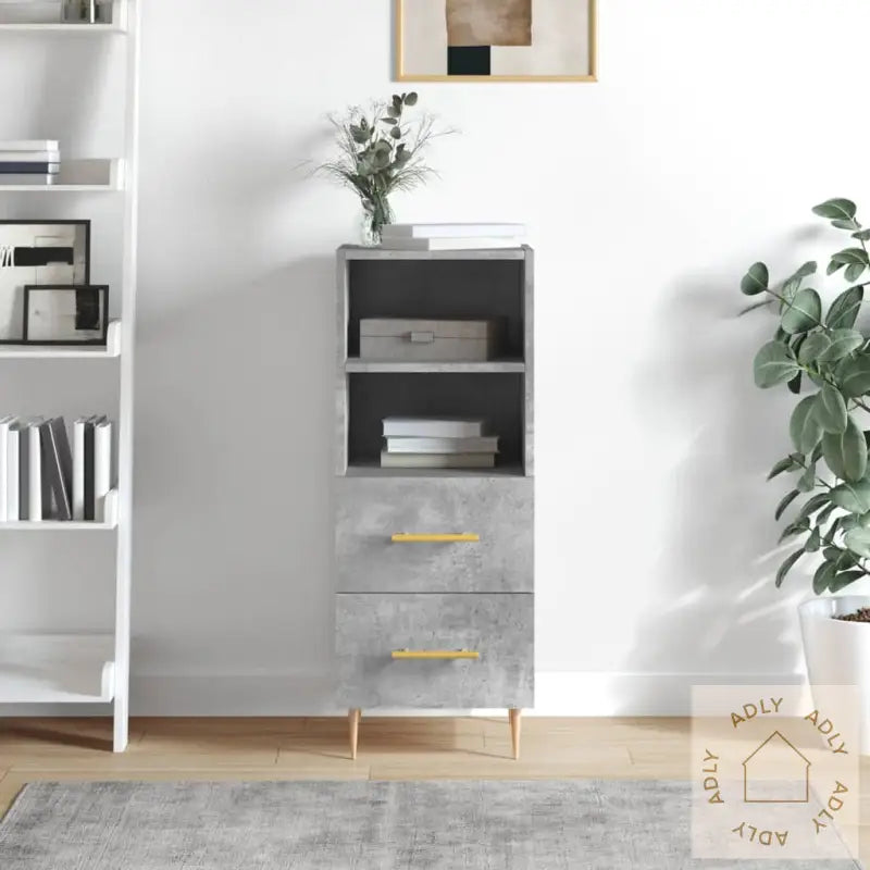 Skjenk Betonggrå 34,5X34X90 Cm Konstruert Tre