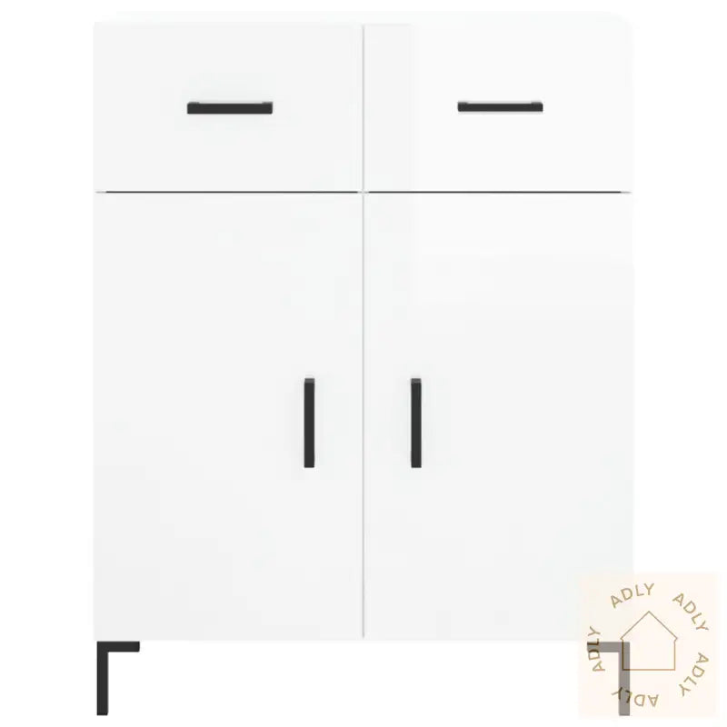 Skjenk Høyglans Hvit 69,5X34X90 Cm Konstruert Tre