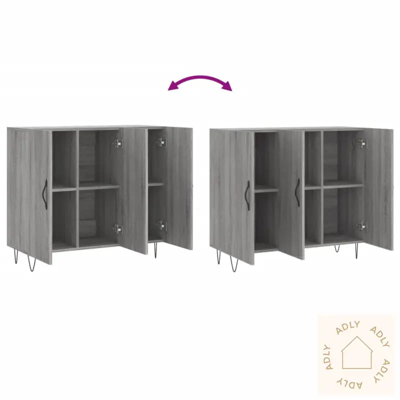 Skjenk Grå Sonoma 90X34X80 Cm Konstruert Tre