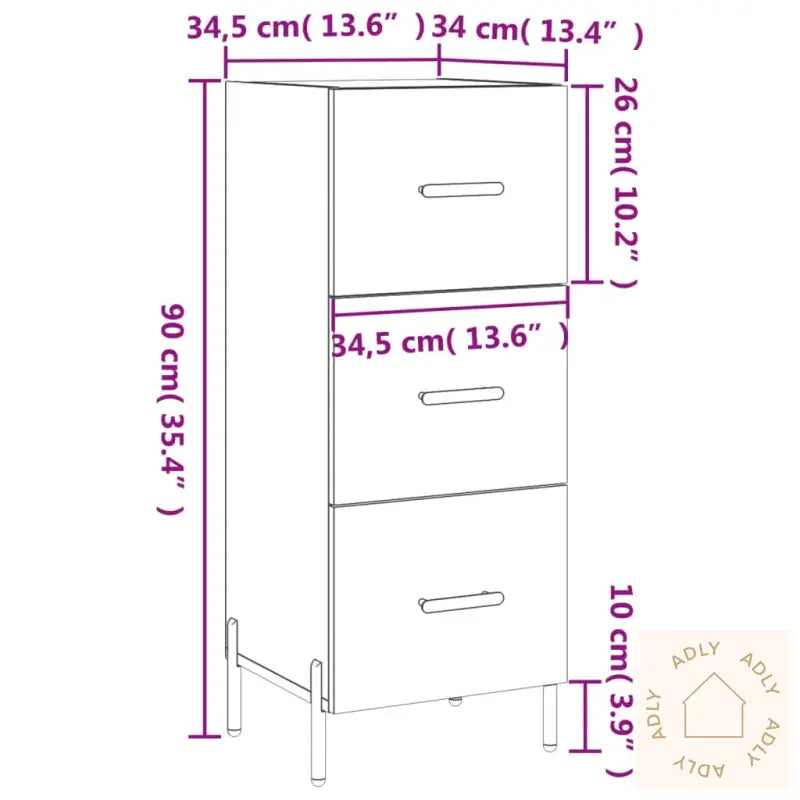 Skjenk Røkt Eik 34,5X34X90 Cm Konstruert Tre