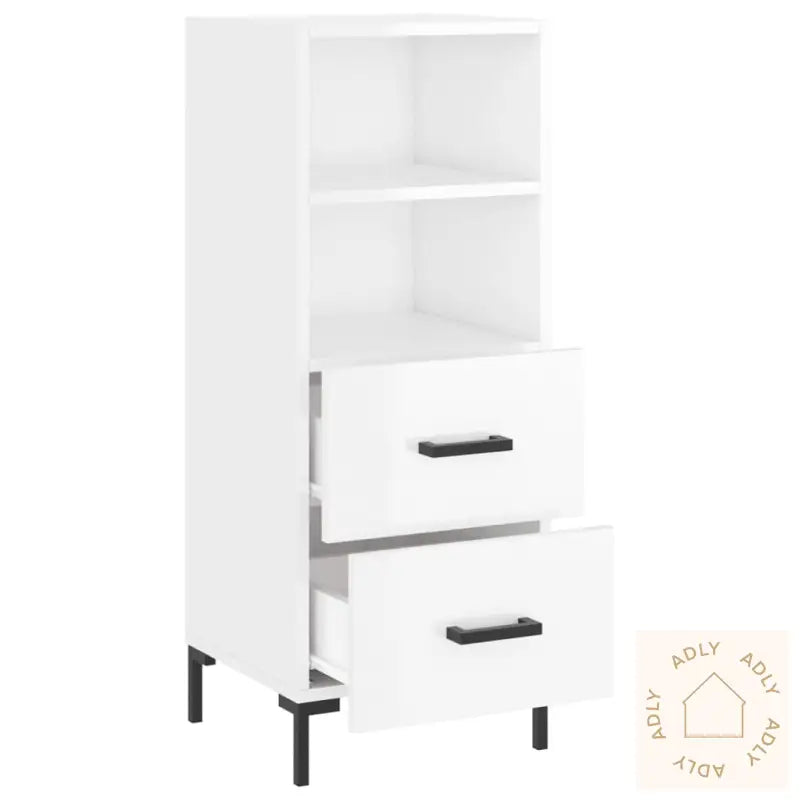 Skjenk Høyglans Hvit 34,5X34X90 Cm Konstruert Tre