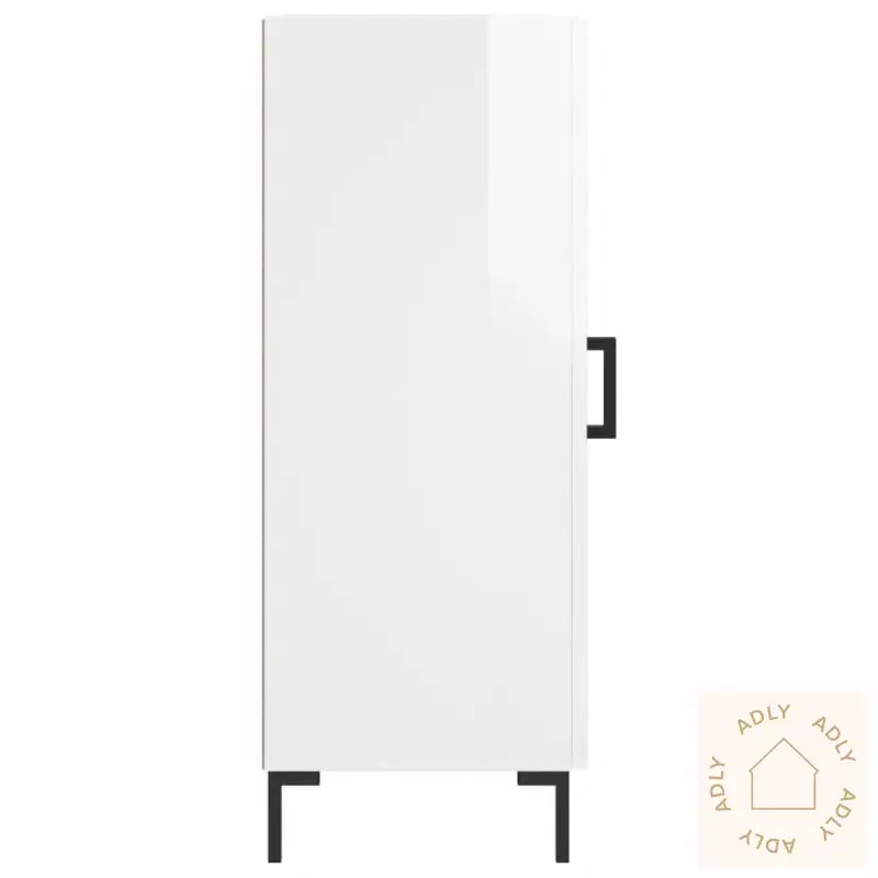 Skjenk Høyglans Hvit 34,5X34X90 Cm Konstruert Tre