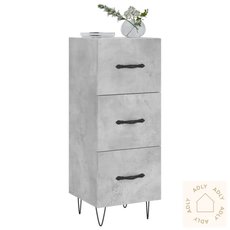 Skjenk Betonggrå 34,5X34X90 Cm Konstruert Tre