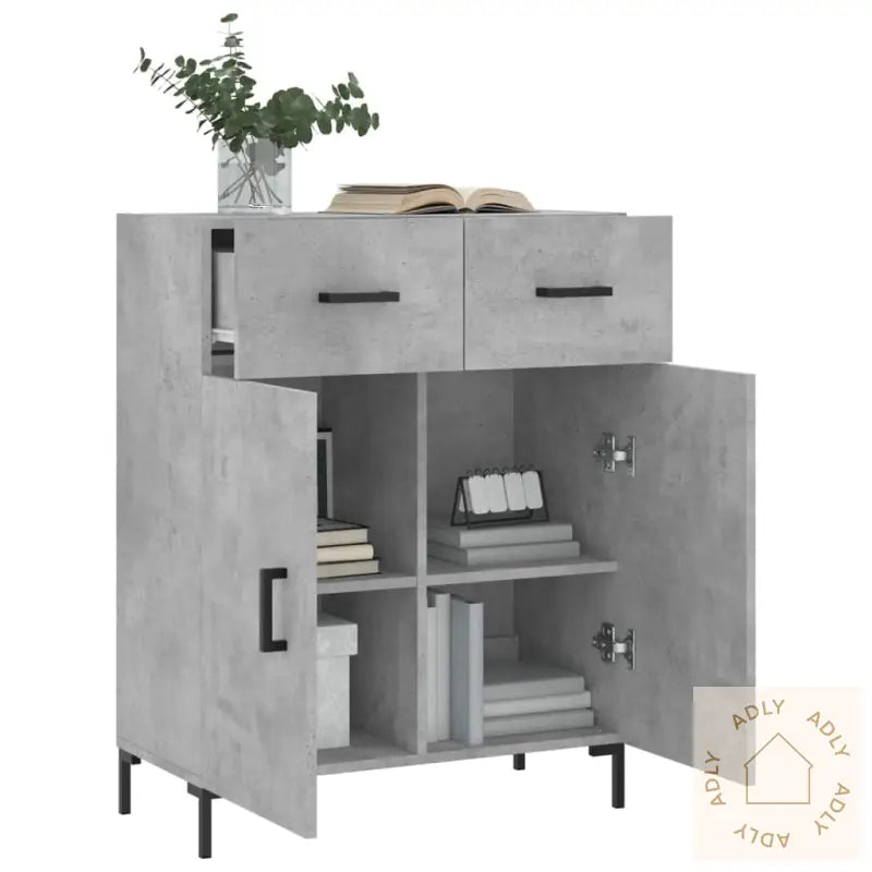 Skjenk Betonggrå 69,5X34X90 Cm Konstruert Tre