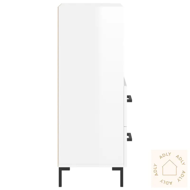 Skjenk Høyglans Hvit 34,5X34X90 Cm Konstruert Tre