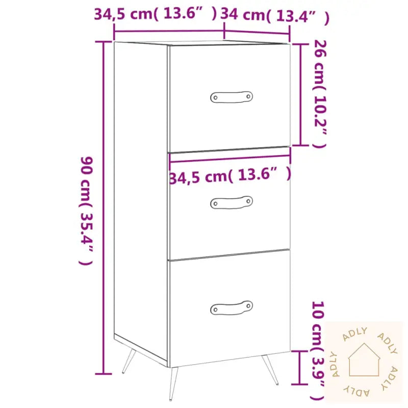 Skjenk Betonggrå 34,5X34X90 Cm Konstruert Tre