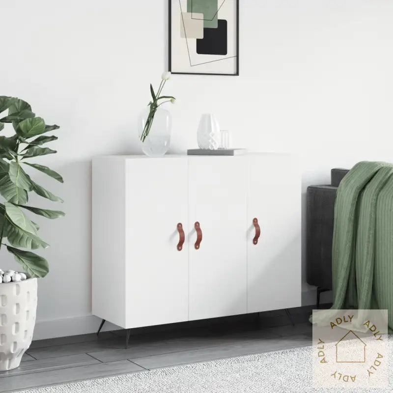 Skjenk Hvit 90X34X80 Cm Konstruert Tre