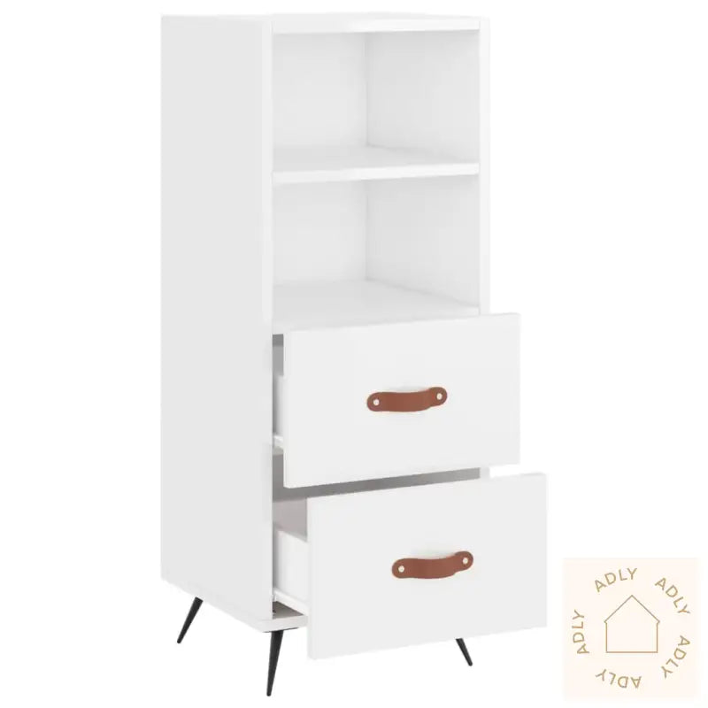 Skjenk Høyglans Hvit 34,5X34X90 Cm Konstruert Tre