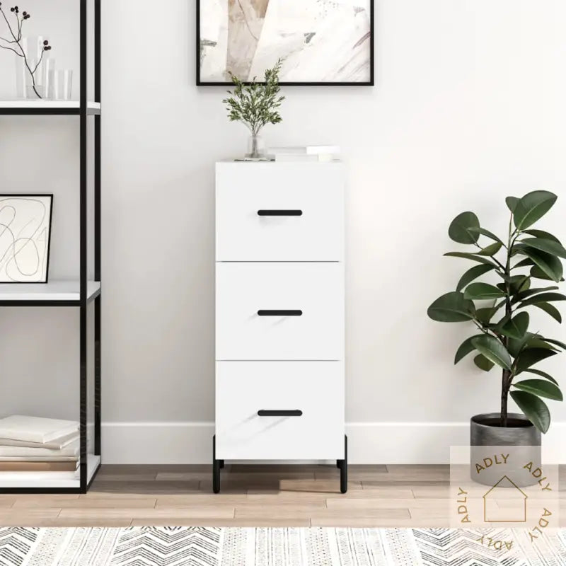 Skjenk Hvit 34,5X34X90 Cm Konstruert Tre