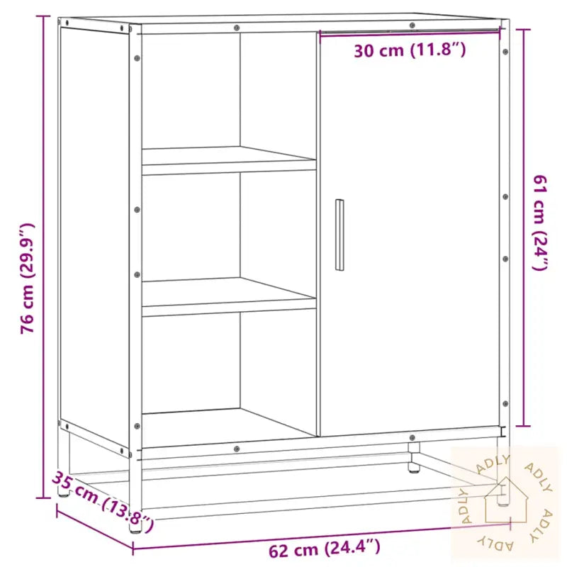 Skjenk Svart 62X35X76 Cm Konstruert Tre