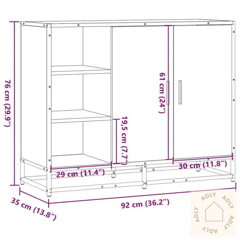 Skjenk Svart 92X35X76 Cm Konstruert Tre