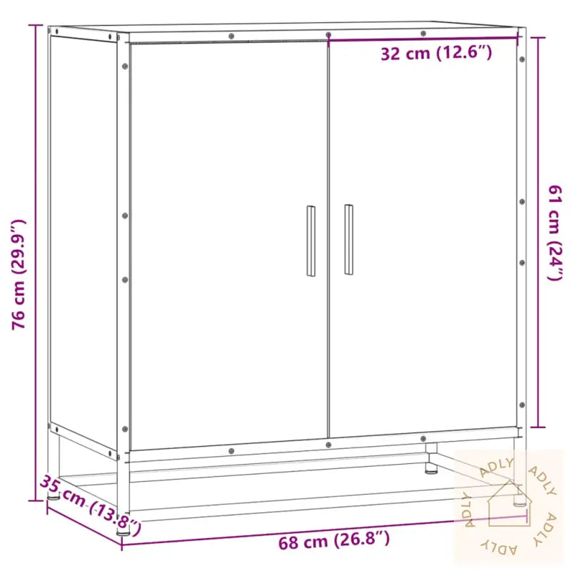 Skjenk Svart 68X35X76 Cm Konstruert Tre Og Metall