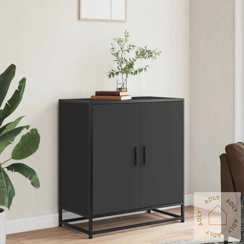 Skjenk Svart 68X35X76 Cm Konstruert Tre Og Metall