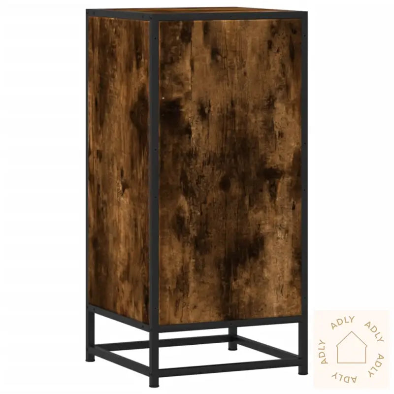 Skjenk Røkt Eik 35,5X35X76 Cm Konstruert Tre Og Metall