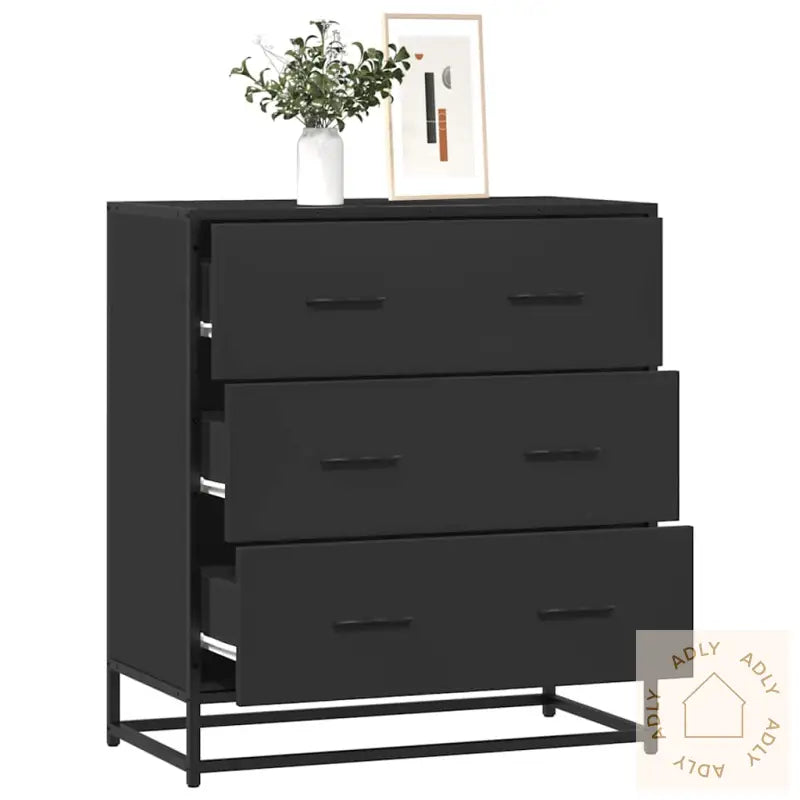 Skjenk Svart 68X35X76 Cm Konstruert Tre Og Metall