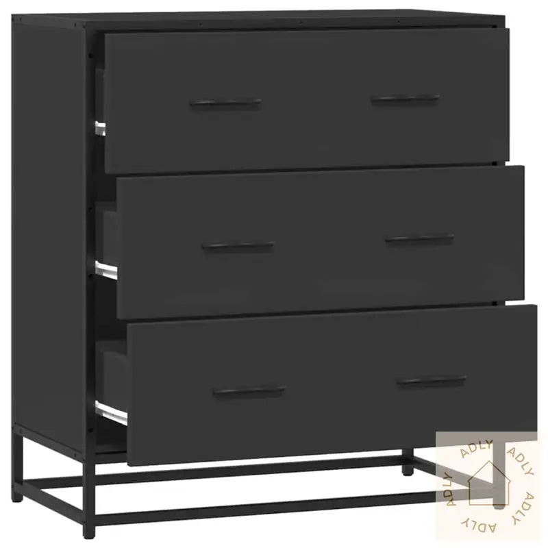 Skjenk Svart 68X35X76 Cm Konstruert Tre Og Metall