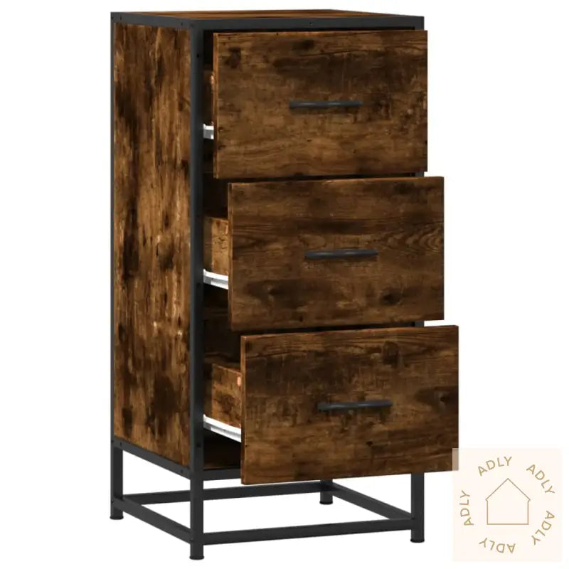 Skjenk Røkt Eik 35,5X35X76 Cm Konstruert Tre Og Metall